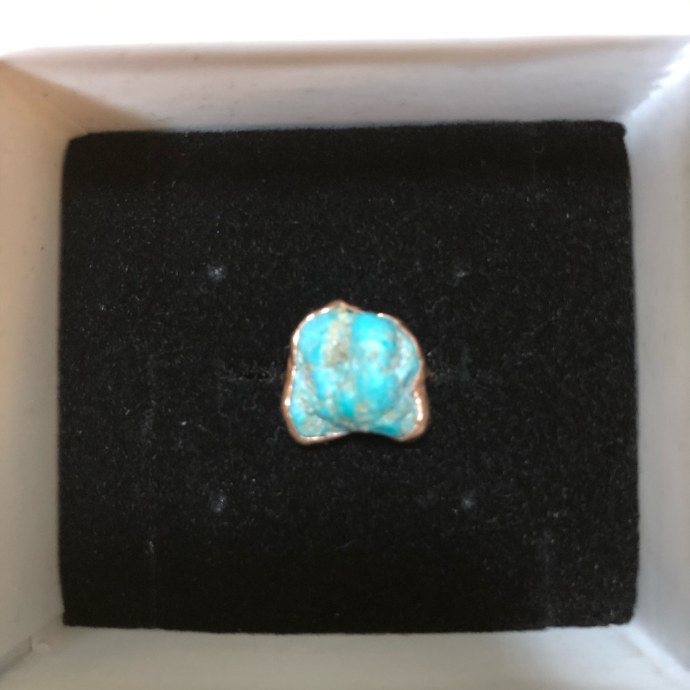 Raw turquoise & rose gold ring